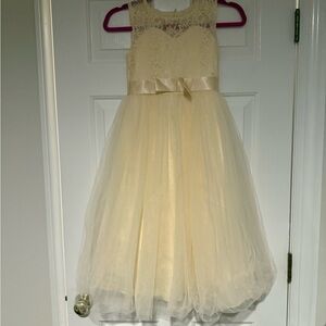 Elegant Cream Lace Kids Dress